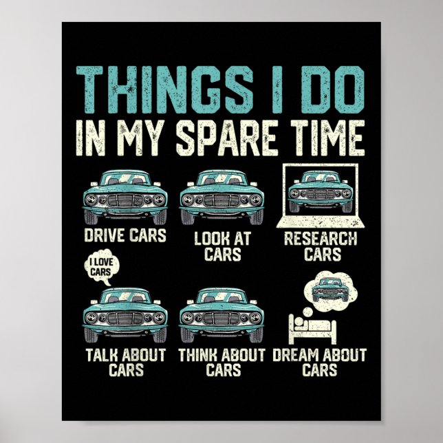 Affiche Things I Do In My Spare Time - Funny Car Lover  (Devant)