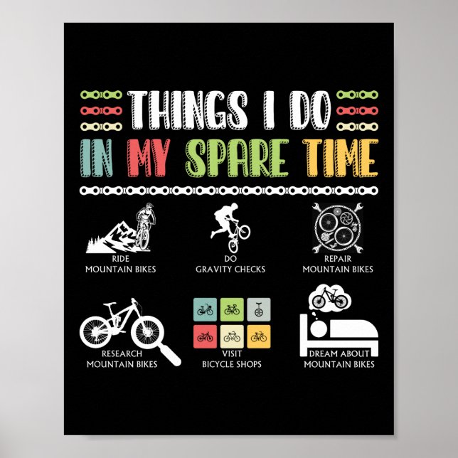 Affiche Things I Do In My Spare Time - MTB Mountain Bike (Devant)