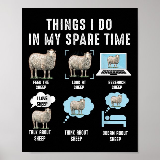 Affiche Things I Do In My Spare Time Sheeps Funny Sheep  (Devant)