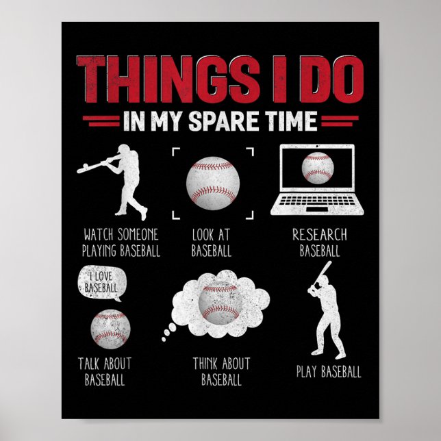 Affiche Things I Do In My Spare Time Shirt Funny Baseball  (Devant)