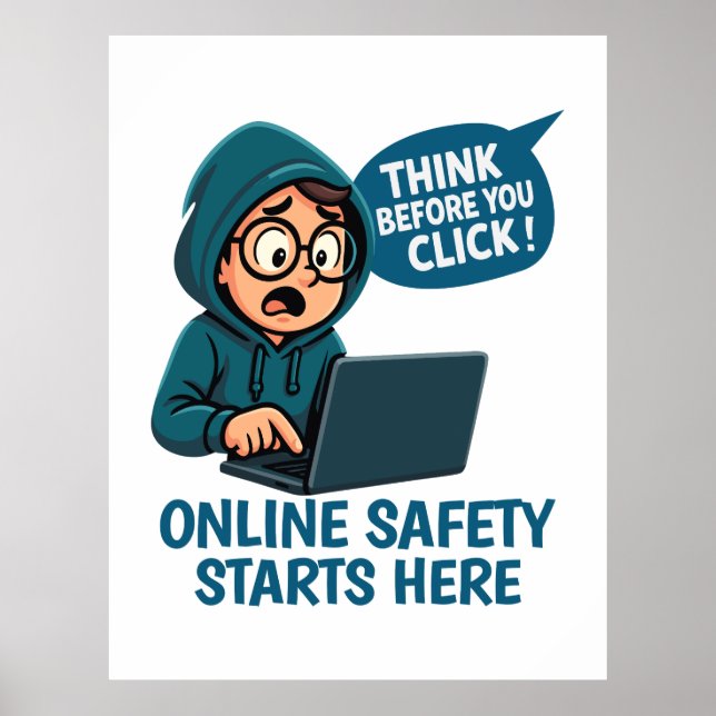 Affiche Think Before You Click - Online Safety Awareness (Devant)