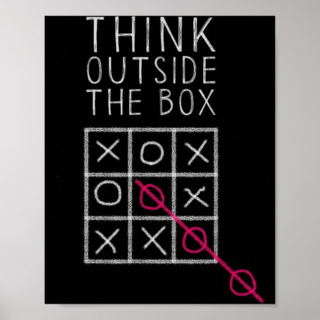 Affiche Think Outside The Box _ Tic Tac Toe _ Funny Sy Ner (Devant)