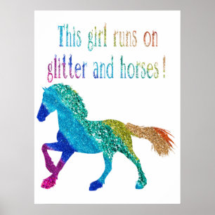 Affiche This Girl Runs on Glitter and Horses