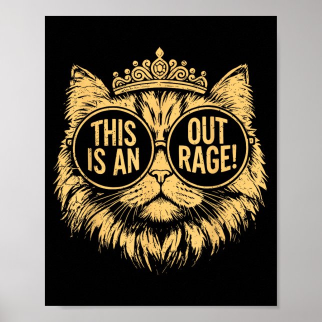 Affiche This Is An Outrage Cat Meme Funny Sarcastic Quote  (Devant)