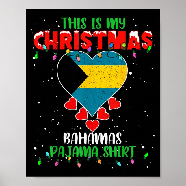 Affiche This Is My Christmas Lights Love Bahamas Flag Paja (Devant)
