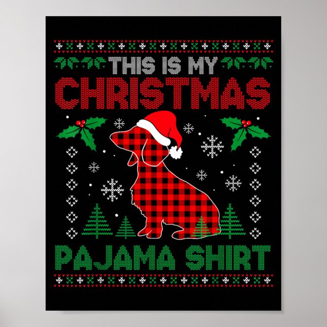 Affiche This Is My Dachshund Dog Red Plaid Christmas Ugly  (Devant)