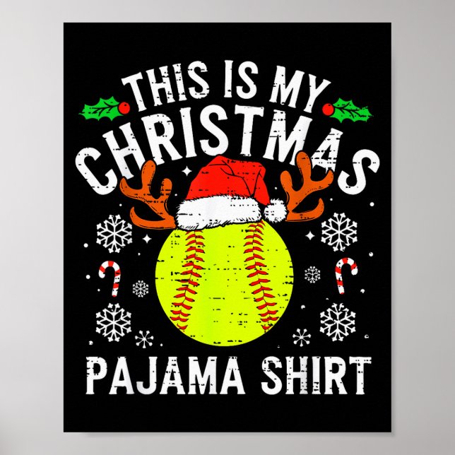 Affiche This Is My Softball Christmas Pajama Shirt Srt Men (Devant)
