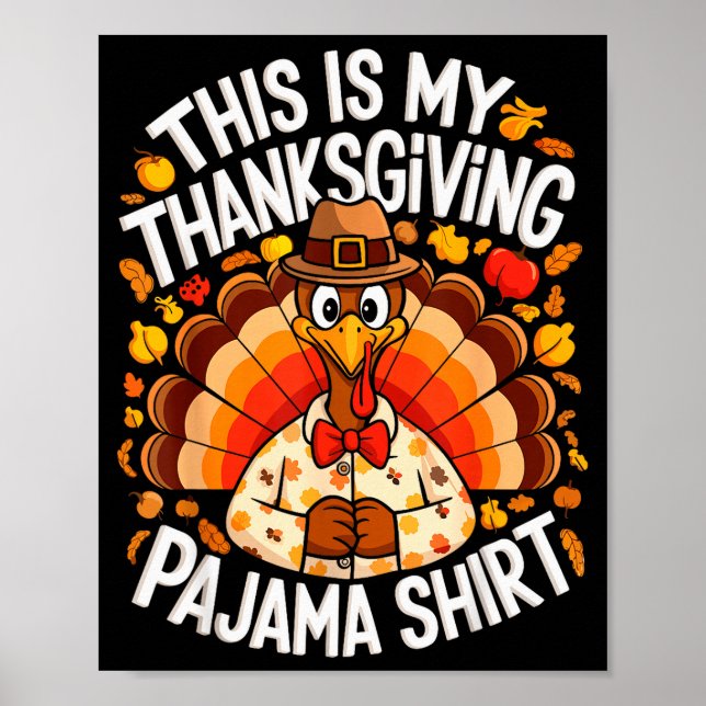 Affiche This Is My Thanksgiving Pajama Shirt Adult Kid Men (Devant)