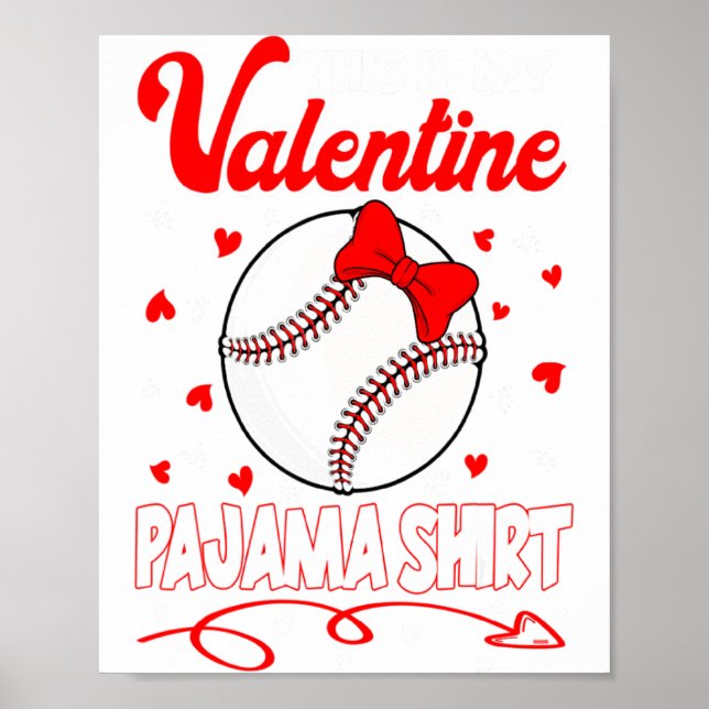 Affiche This Is My Valentines Baseball Pajama For Kids Boy (Devant)