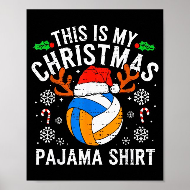 Affiche This Is My Volleyball Christmas Pajama Shirt Men B (Devant)