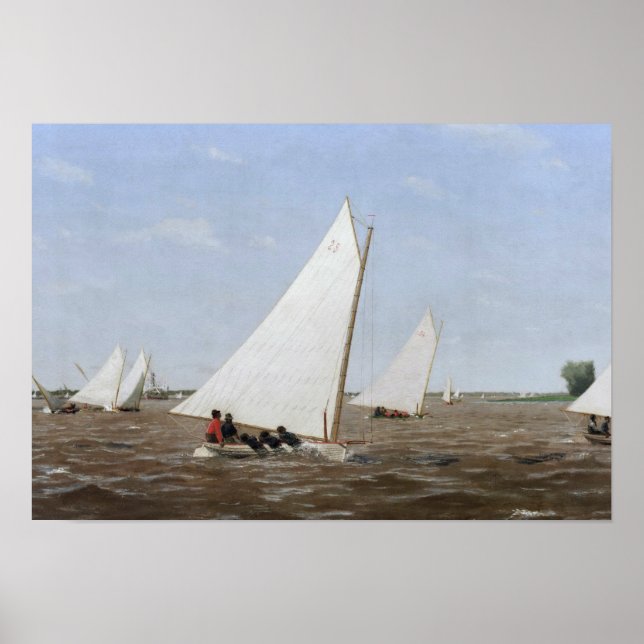 Affiche Thomas Eakins - Bateaux à voile Racing sur le Dela (Devant)