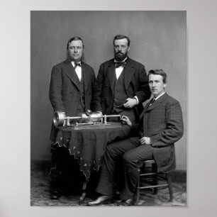 Affiche Thomas Edison Avec Son Phonographe