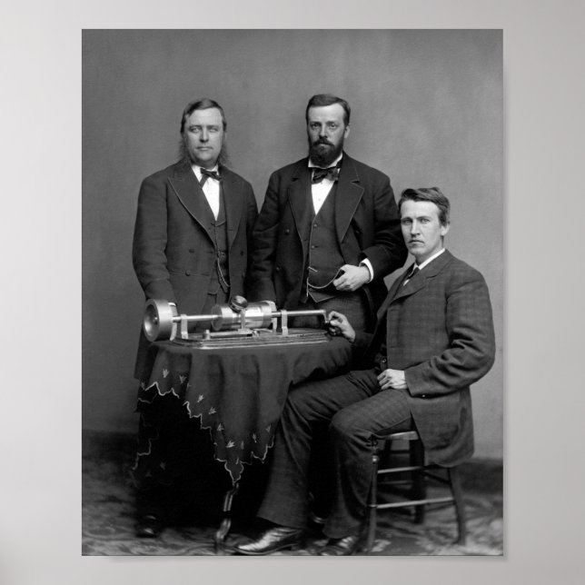 Affiche Thomas Edison Avec Son Phonographe (Devant)