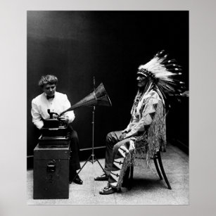 Affiche Thomas Edison Phonographe Enregistrement Amérindie