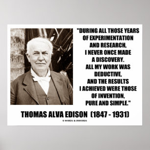 Affiche Thomas Edison résulte citation simple pure