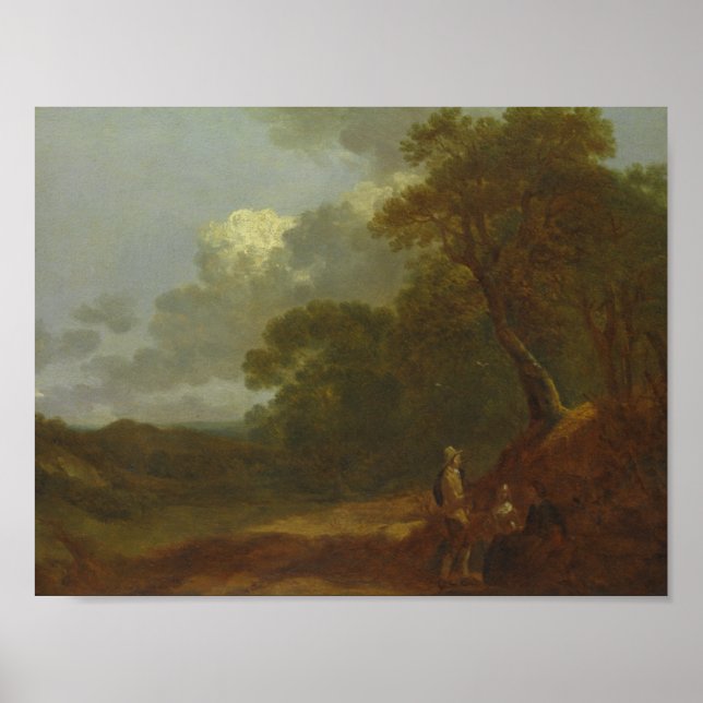 Affiche Thomas Gainsborough - Paysage en bois avec un homm (Devant)