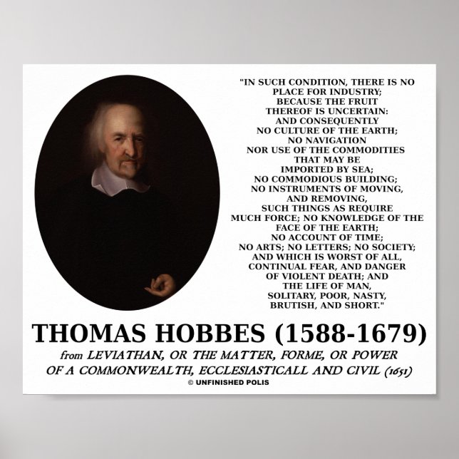Affiche Thomas Hobbes Leviathan Man Solitaire Mauvaise Cit (Devant)