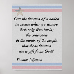 Affiche Thomas Jefferson cite des cadeaux de liberté
