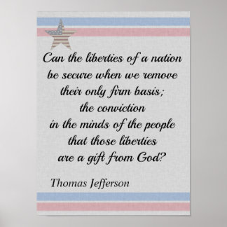 Affiche Thomas Jefferson cite des cadeaux de liberté