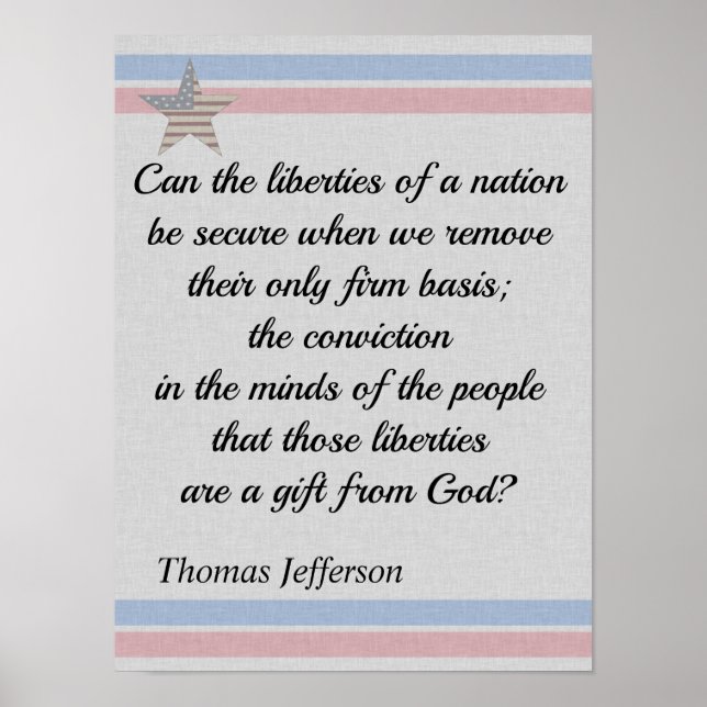 Affiche Thomas Jefferson cite des cadeaux de liberté (Devant)