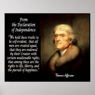 Affiche Thomas Jefferson Et Déclaration D'Indépendance