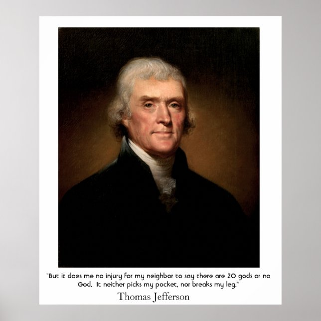 Affiche Thomas Jefferson sur l'État et la religion (Devant)