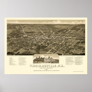Affiche Thomasville, GA Carte panoramique - 1885