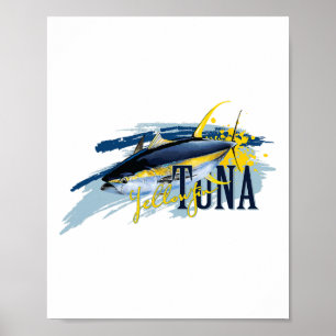 Affiche Thon à nageoire jaune pêche en mer profonde Marin 