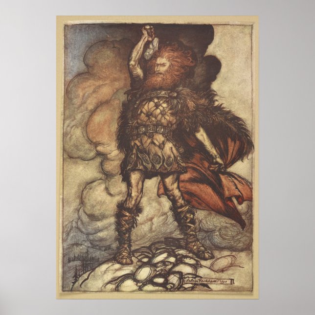 Affiche Thor Lève Son Hammer Arthur Rackham (Devant)