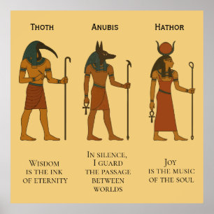 Affiche Thoth, Anubis et Hathor - Divinité égyptienne anti