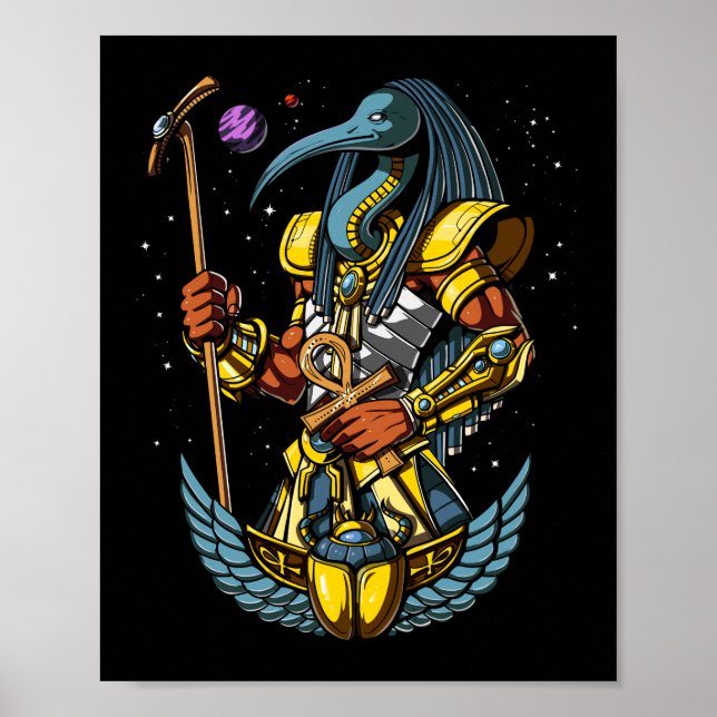 Affiche Thoth Egyptian God Ankh Scarab Symbole antique (Devant)