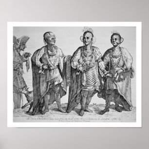 Affiche Three American Cherokee Chiefs, 1762 (gravure)