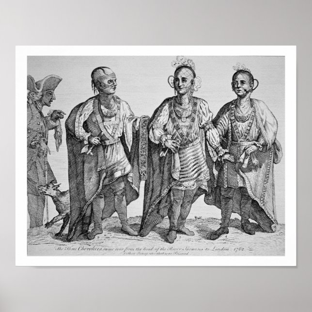 Affiche Three American Cherokee Chiefs, 1762 (gravure) (Devant)