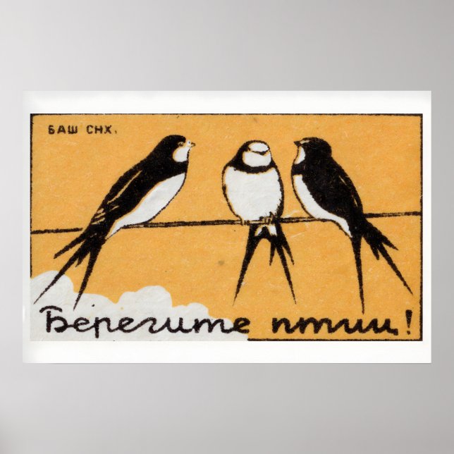 Affiche Three Brids - Matchbox Print - Aesthetic Wall Art (Devant)