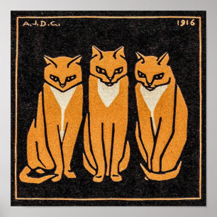 Affiche Three cats by Julie de Graag 