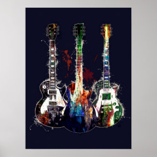 Affiche Three colored guitars