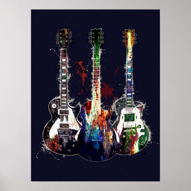 Affiche Three colored guitars (Devant)