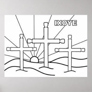 Affiche Three Crosses on a Hill