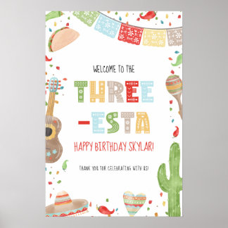 Affiche Three-esta 3rd Birthday Party Welcome Sign