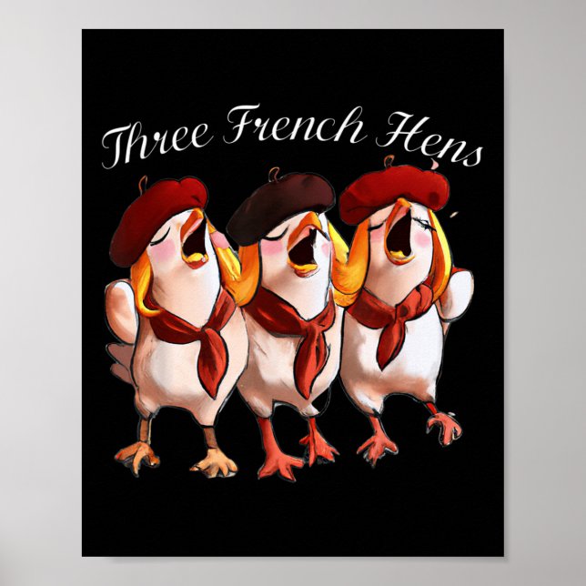 Affiche Three French Hens Singing The 12 Days Song, Christ (Devant)