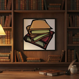 Affiche Three Old Books Stacked Together