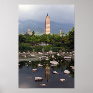 Affiche Three Pagodas of Dali, Zhonghe - Yunnan, China