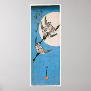Affiche Three Wild Geese Flying, by Utagawa Hiroshige