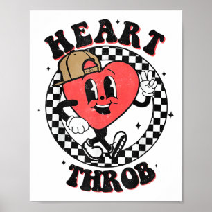 Affiche Throb Coeur Rétro À damiers Enfant Préscolaire Gar
