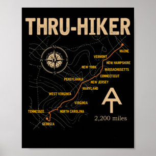 Affiche Thruh Hiker Appalachian Trail Randonnée