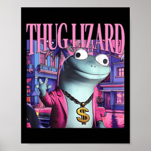 Affiche Thug Lizard Funny Weirdcore Animal Lizard L