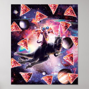 Affiche Thug Space Chat Sur Dinosaur Unicorn - Pizza