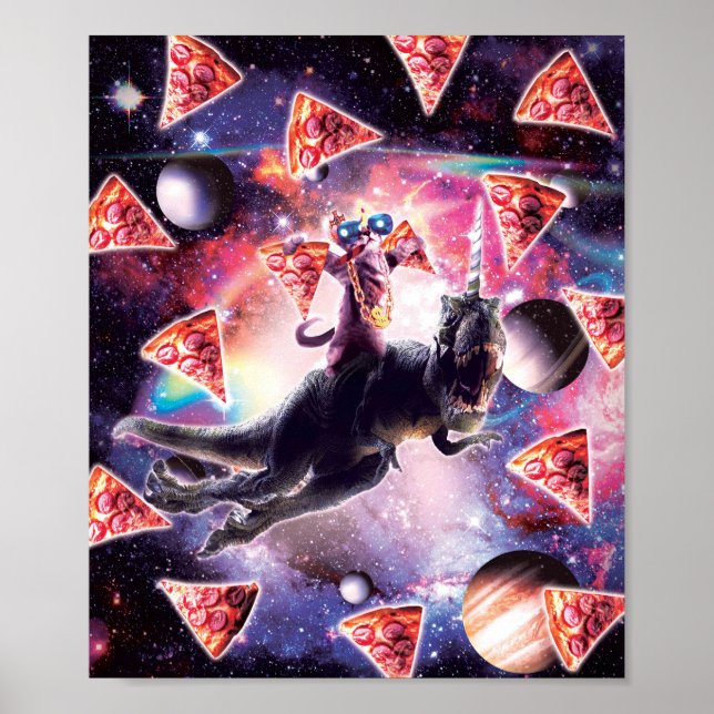 Affiche Thug Space Chat Sur Dinosaur Unicorn - Pizza (Devant)