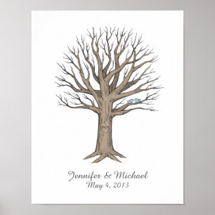 Affiche Thumbprint Fingerprint Wedding Tree Guestbook