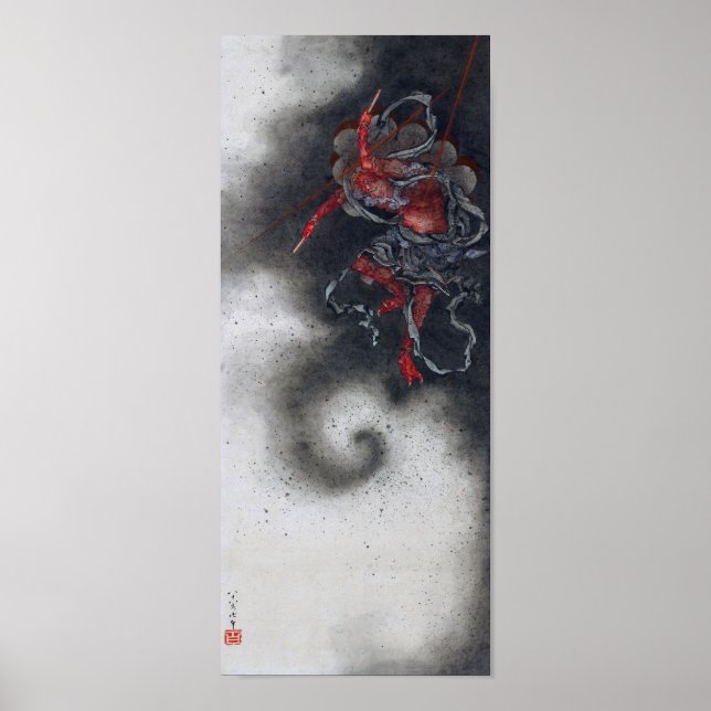 Affiche Thunder God, Hokusai (Devant)